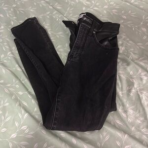 Half leather half Jean jeans